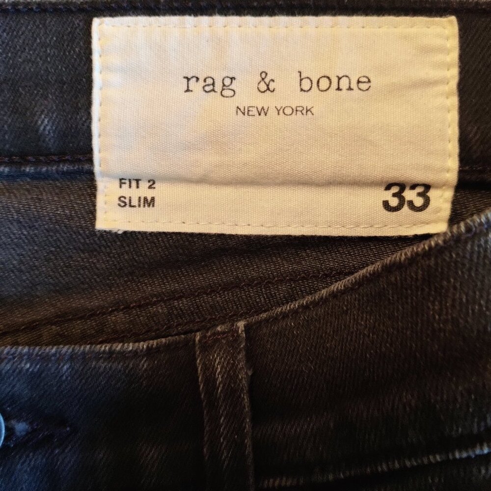 Rag & Bone Fit 2 Slim Men’s Jeans 33 Black Charcoal Wash